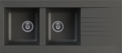Évier en composite noir 2 bacs à encastrer Karta - Nord Inox