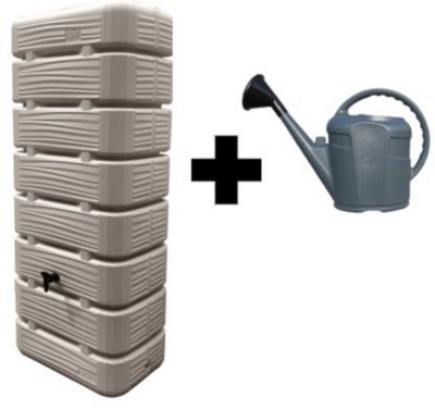 Récupérateur d'eau de pluie 320L Dune coloris grège L.60 x l.40 x H.145 cm Belli avec kit raccord + arrosoir