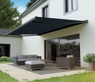 Store banne coffre intégral motorisé L. 5 m x l. 3 50 m Carbone TechSun