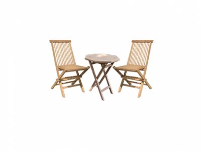 Chalet & Jardin Ensemble de jardin en bois 2 chaises pliantes + table basse octogonale pliante