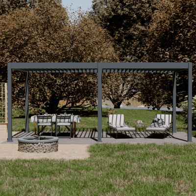 Pergola bioclimatique motorisée Ombréa autoportante 3x6M - Anthracite