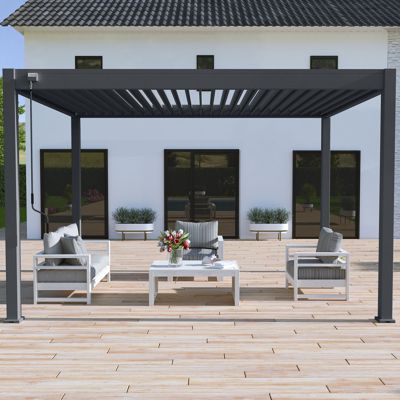 Pergola bioclimatique Ombréa autoportante VS 3x4M + 1 store 4M