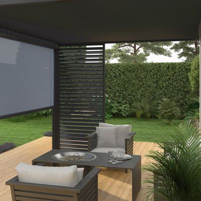 Pergola bioclimatique Ombréa adossée VS 3x4M + 1 store 4M
