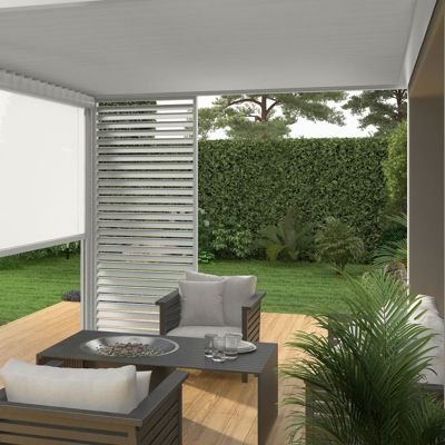 Pergola bioclimatique Ombréa adossée VS 3x4M + 1 store 4M