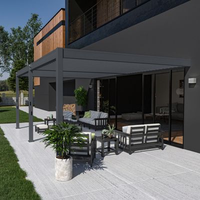 Pergola bioclimatique Ombréa adossée VS 4x6M + 2 stores