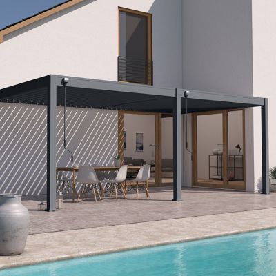 Pergola Bioclimatique Ombréa V2 3x6M adossée - vue 3