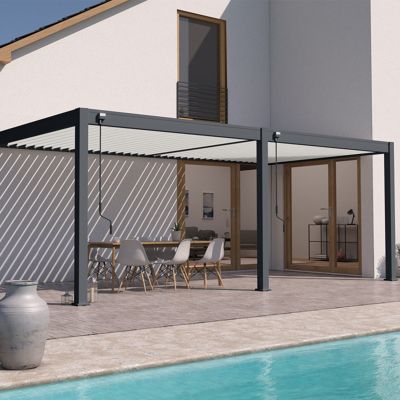 Pergola Bioclimatique Ombréa V2 3x6M adossée et - vue 2