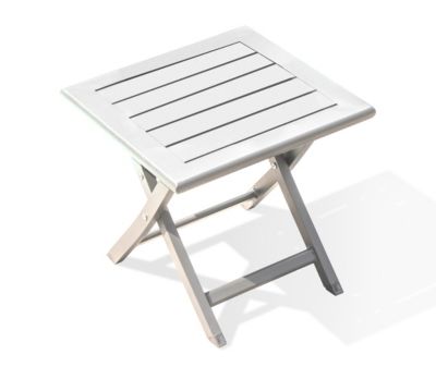 Table basse de jardin pliante Marius aluminium blanc L.43 x l.43 x H.40 cm City Garden