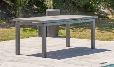 Table de jardin extensible Venise en aluminium coloris gris anthracite L.190/250 x l.95 x H.77 cm