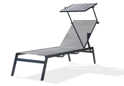 Bain de soleil avec brise soleil Toscane DCB Garden aluminium et textilène noir L 203 x l 63 x H 37,