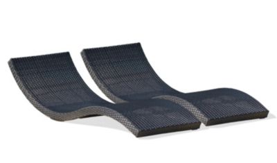 Bain de soleil Cancun résine tressée noir L.190 cm DCB Garden (lot de 2)