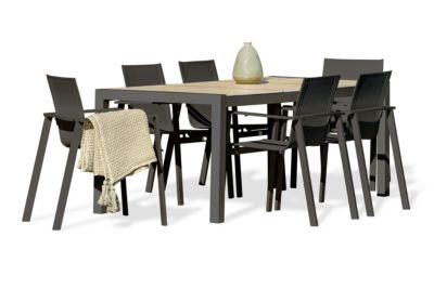 Ensemble repas de jardin 6 places avec plateau céramique VENISE
