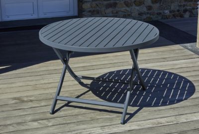 Table de jardin Marius en aluminium gris anthracite ?.110 x H.73 cm - CITY GARDEN