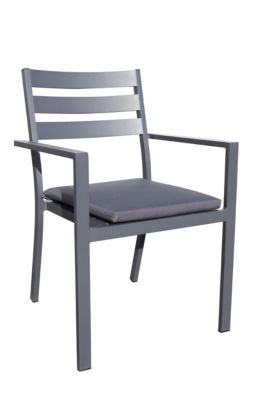 Fauteuil de jardin Pelosa empilable en aluminium gris anthracite DCB GARDEN