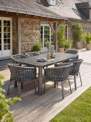 Ensemble repas de jardin 6 places avec plateau céramique VENISE - vue 1