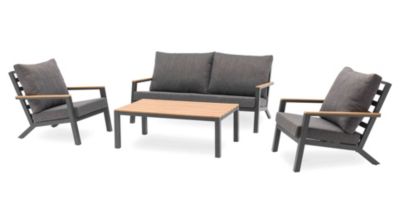 Salon bas de jardin 4 personnes Kommos aluminium gris anthracite DCB Garden