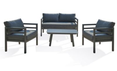 Salon bas de jardin 4 personnes Lisbonne aluminium gris anthracite DCB Garden