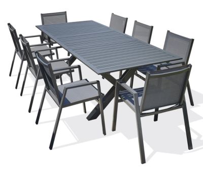 Ensemble repas de jardin 8 places en aluminium ALU MIAMI - vue 3