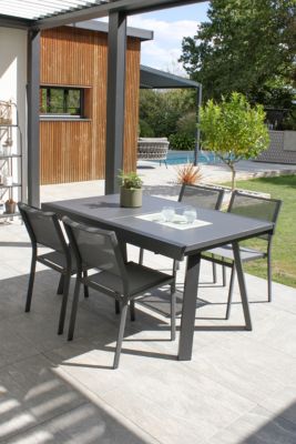 Ensemble repas de jardin 4 places en aluminium STOCKHOLM - vue 1
