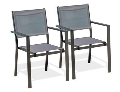 Fauteuil de jardin Tolede aluminium et toile plastifiée gris anthracite H.87 cm DCB Garden (lot de 2)