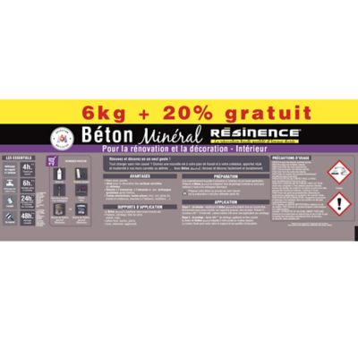 Béton minéral Résinence noir intense 6kg + 20% gratuit ...