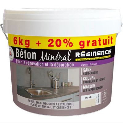 Béton minéral Résinence calcaire 6kg + 20% gratuit