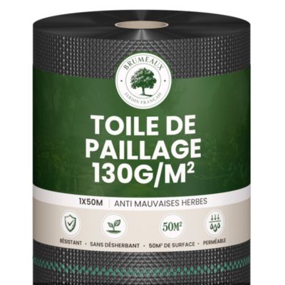 Kit Toile De Paillage 130g/m² Verte + Agrafes - 1,25m X 5m - Pour Désherbage Naturel, Jardin, Massifs - 10