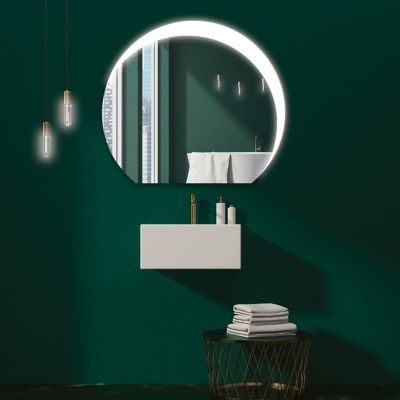 Miroir de salle de bains lumineux LED rond 80 x 90 cm  argenté  MPGlass Eclipse II