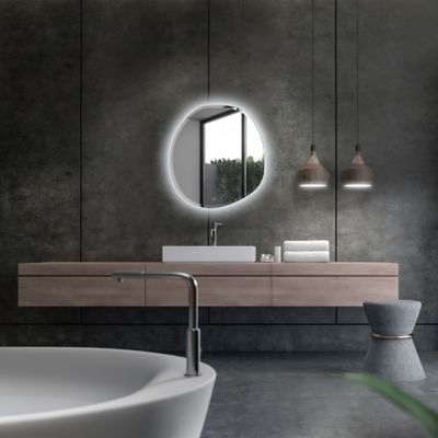 Miroir de salle de bains lumineux LED rond ?100 cm  argenté  MPGlass Onde