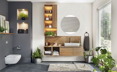 Miroir de salle de bains lumineux LED  connexion Bluetooth  ?80cm  argenté  MPGlass BroadWay