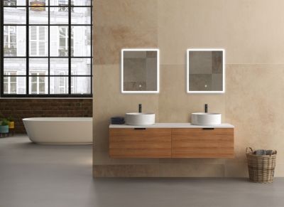 Miroir de salle de bains lumineux LED rectangulaire l. 100 x H. 70 cm MPGlass Bishop 2