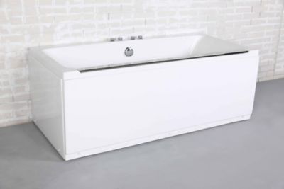 Baignoire balnéo avec tablier rectangulaire L.170 x l.80 x H.63 cm en acrylique coloris blanc Maya