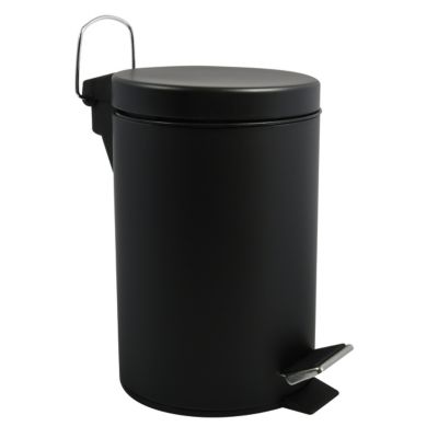 Poubelle de salle de bains 3L ronde Ã  pÃ©dale noire en mÃ©tal Ã17 cm MSV