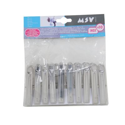 Lot de 10 pinces à linge MSV en inox