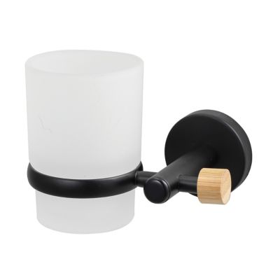 Porte brosse à dents acier noir et bambou Iana MSV