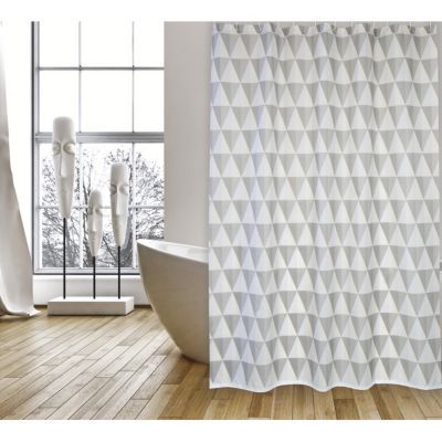 Rideau de douche tissu blanc décor graphique 180 x 200 cm Narok