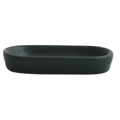 Porte savon MSV Spirella Maonie en céramique coloris vert foncé mat l.13,4 x P.8,7 x H.2 cm