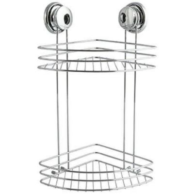 Etagère d'angle MSV - 2 niveaux à ventouse - Chromé