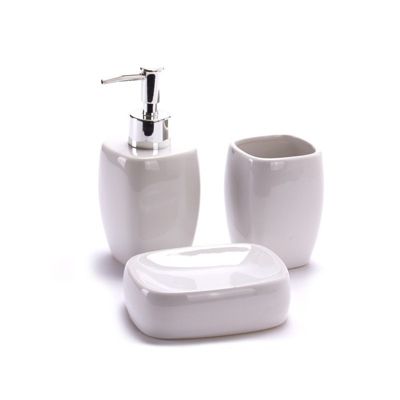 MSV Ensemble 3 accessoires de salle de bain Céramique CLASSIC Blanc
