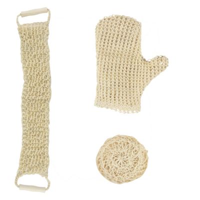 Ensemble de 3 accessoires de bains exfoliants en sisal, Spirella
