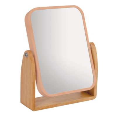 Miroir de salle de bains grossissant inclinable  corail et bambou  l.16 3 x H.10 5 x P.5 5 cm  MSV Oslo