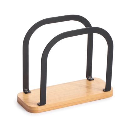 Porte serviettes en métal noir et bambou