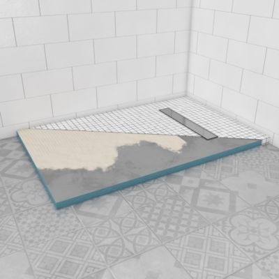 Receveur de douche extra-plat 90 x 140 cm, gris, bonde linéaire, Galedo Showerplate