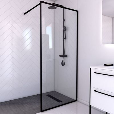 Paroi de douche à l'italienne noir Galedo Dark Edge transparent 90cm