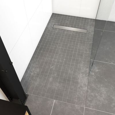 Receveur de douche à carreler 90 x 160 cm, gris, bonde linéaire, Galedo Showerplate