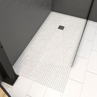 Receveur de douche à carreler 90 x 160 cm, gris, bonde centrale, Galedo Showerplate