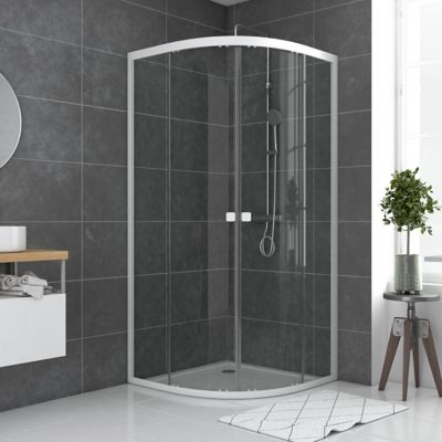 Porte de douche en angle circulaire blanc Galedo Spot 90 x 90cm