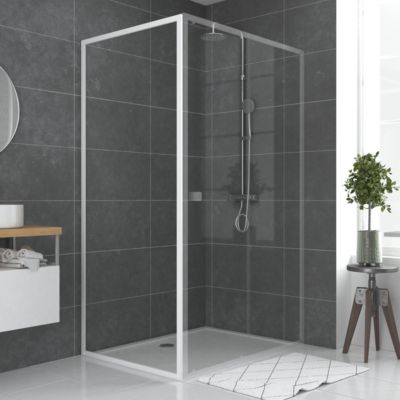 Paroi de douche fixe blanc Galedo Spot transparente 80cm
