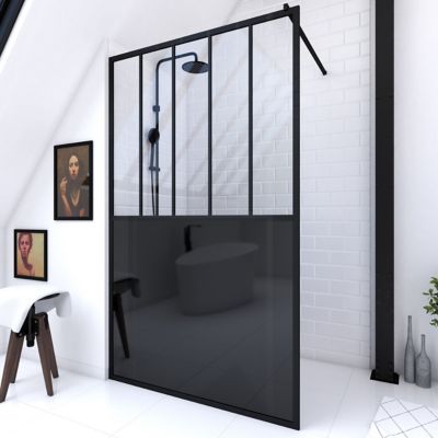 Paroi de douche à l'italienne Galedo Black Indus transparent 120cm
