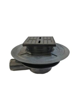 Bonde carrée pour receveur de douche, 105mm, sortie horizontale Ø50mm, noir, Galedo Showerplate